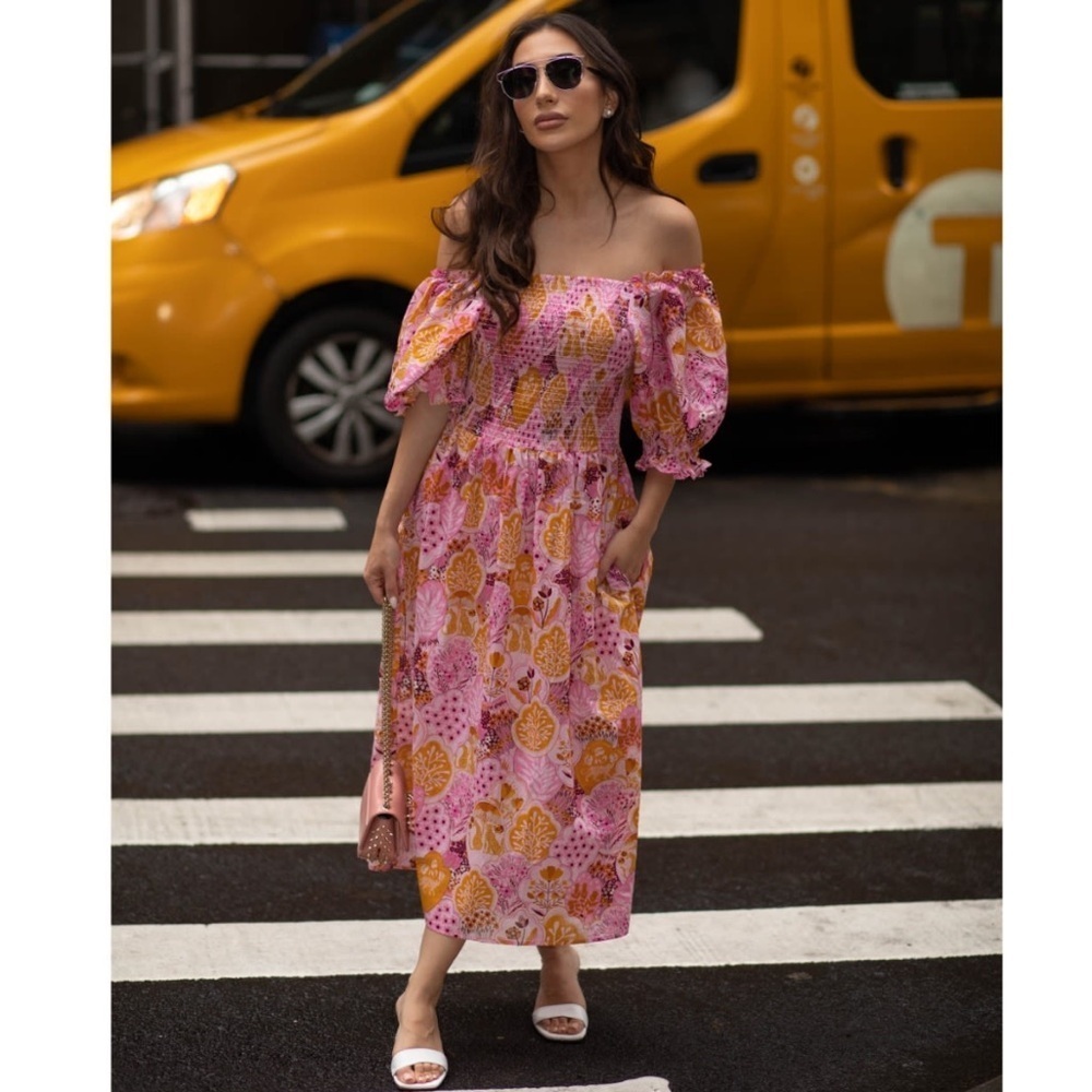 Jessie Zhao cotton smocked Pink Dress